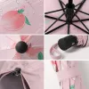 Pink peach pattern all-weather umbrella, fashionable printed portable folding umbrella Application Scenario